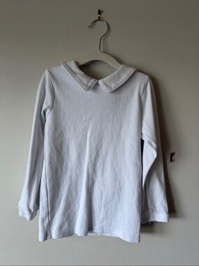 Boys Long-Sleeve White Peter Pan Collar Top